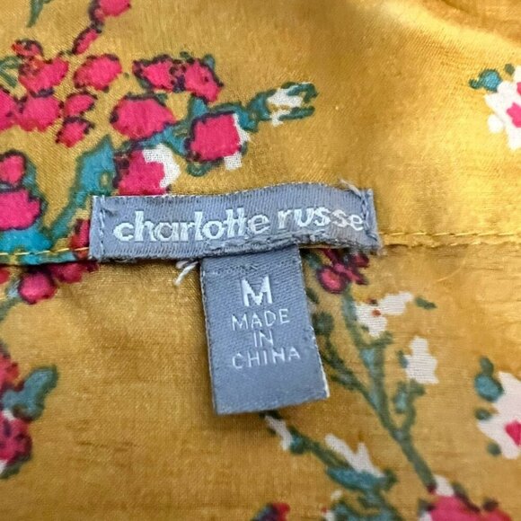 Charlotte Russe Womens Button Up Top Multicolor Floral Print Sleeveless M Sheer - Picture 11 of 11